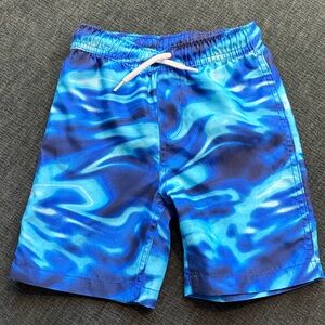 Lands' End Blue Swirl Kids Swim Trunks